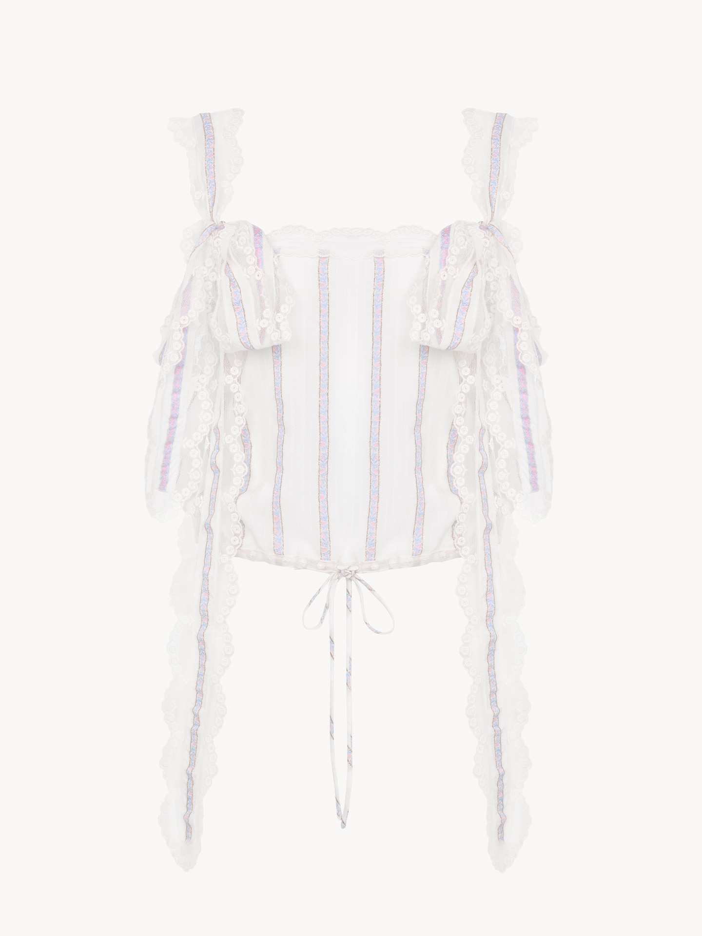 Fluid ruffled pants in silk lurex jacquard - 1
