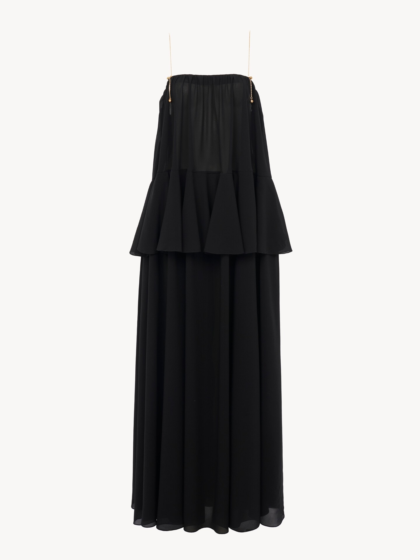 &Auml;rmelloses langes Kleid aus Seidengeorgette - 2