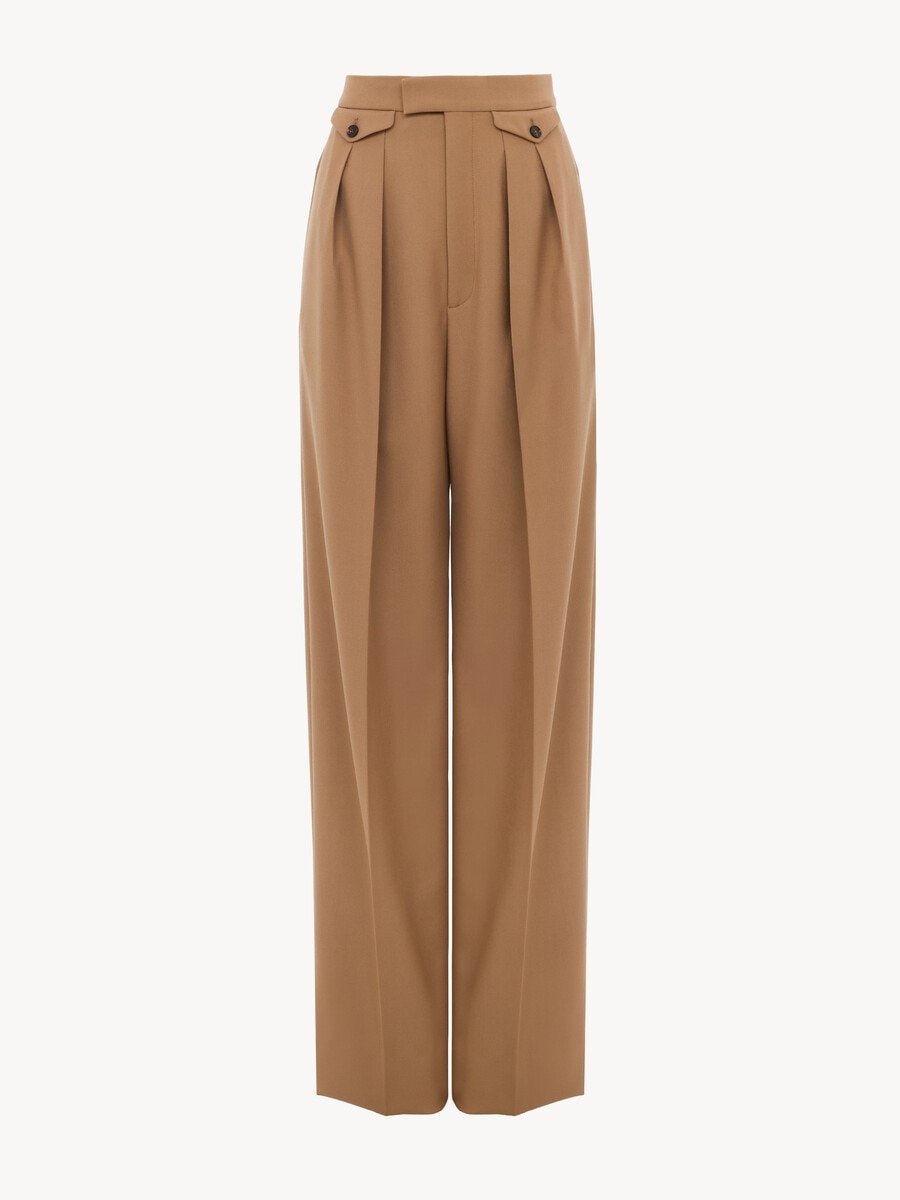 High-rise gathered pants in wool gabardine - 2
