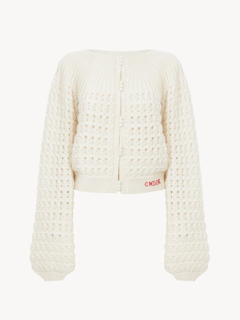 Cardigan col rond en maille de laine et cachemire