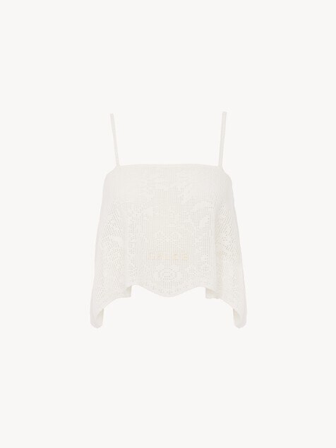 Thin-strap cropped top in a cotton knit