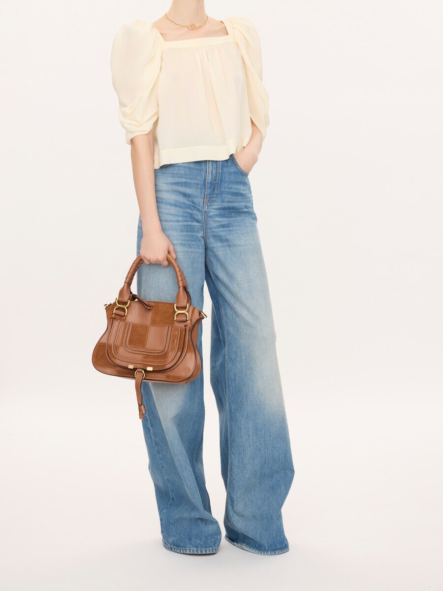 Small Marcie bag in grained & suede leather - 8