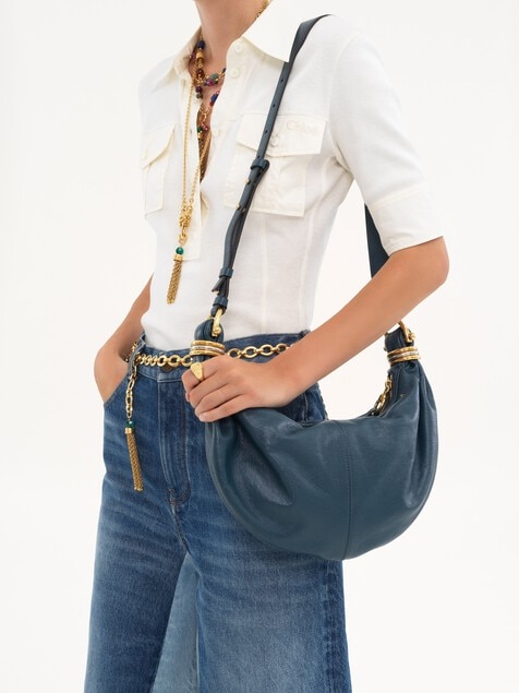 Bolso hobo Bracelet peque&ntilde;o de cuero granulado
