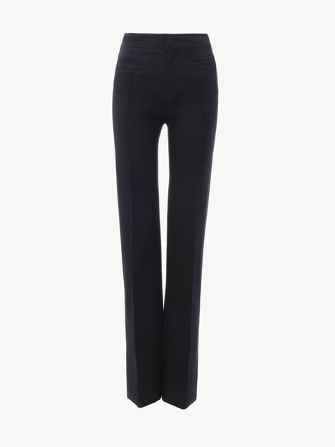 Flared tailored trousers in wool gabardine