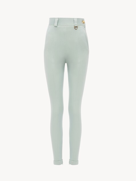 High-rise fitted pants in bonded stretch jersey