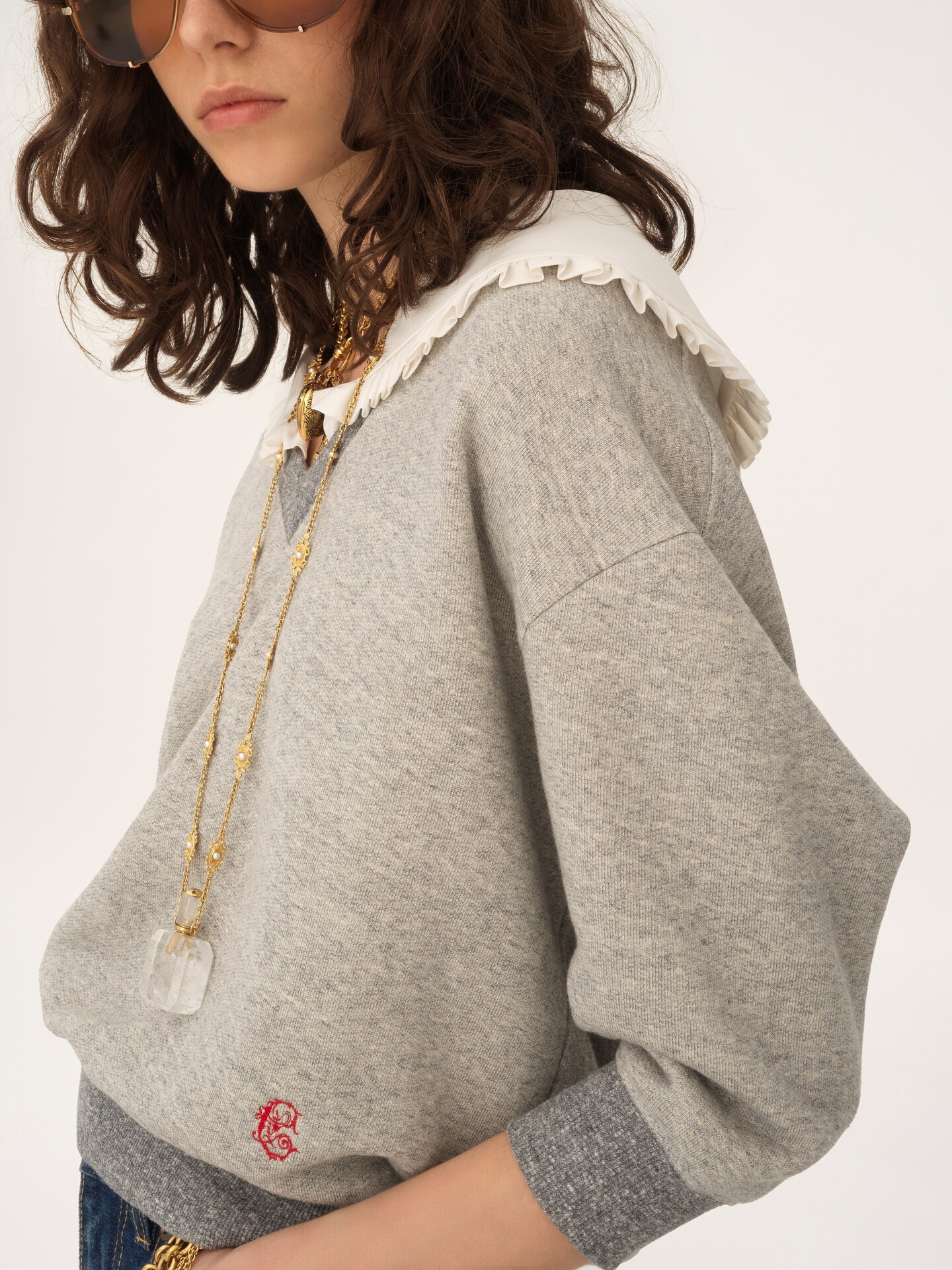 Jersey de cuello de felpa jaspeada - 5