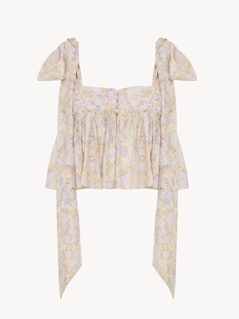 Knotted-strap cropped top in soft cotton by Chloé