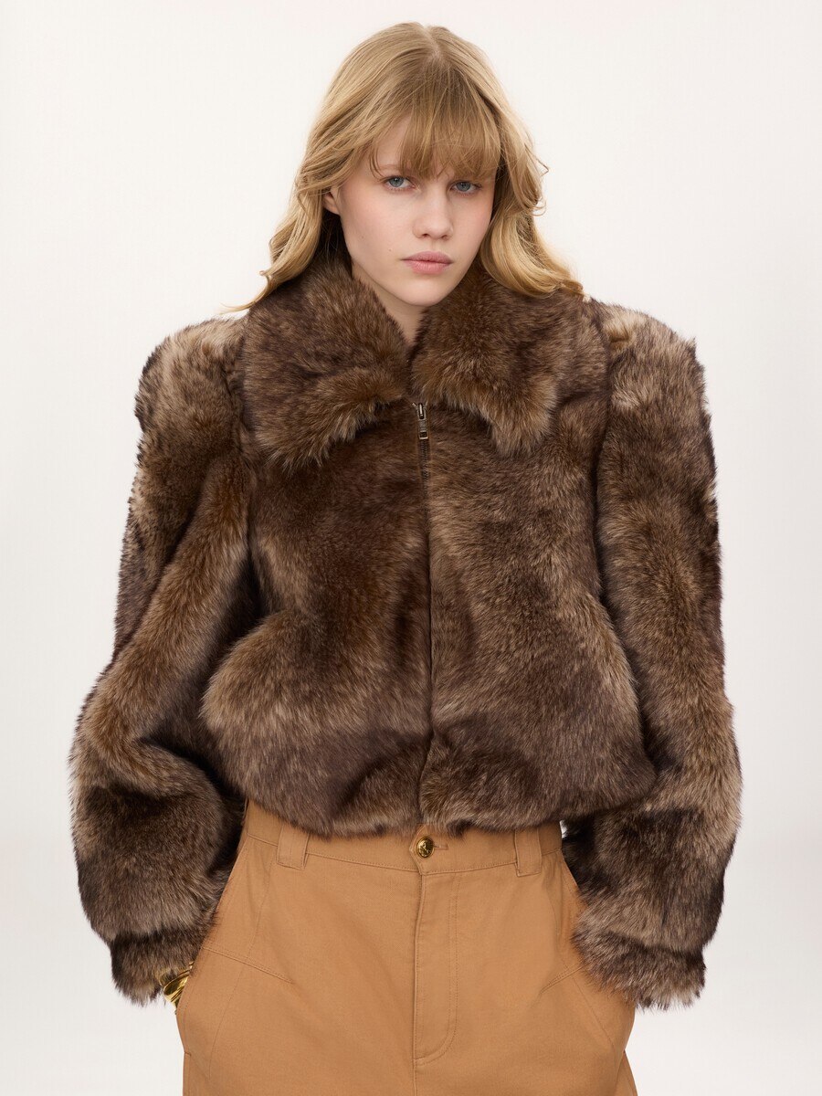Cropped jacket in shearling - 3