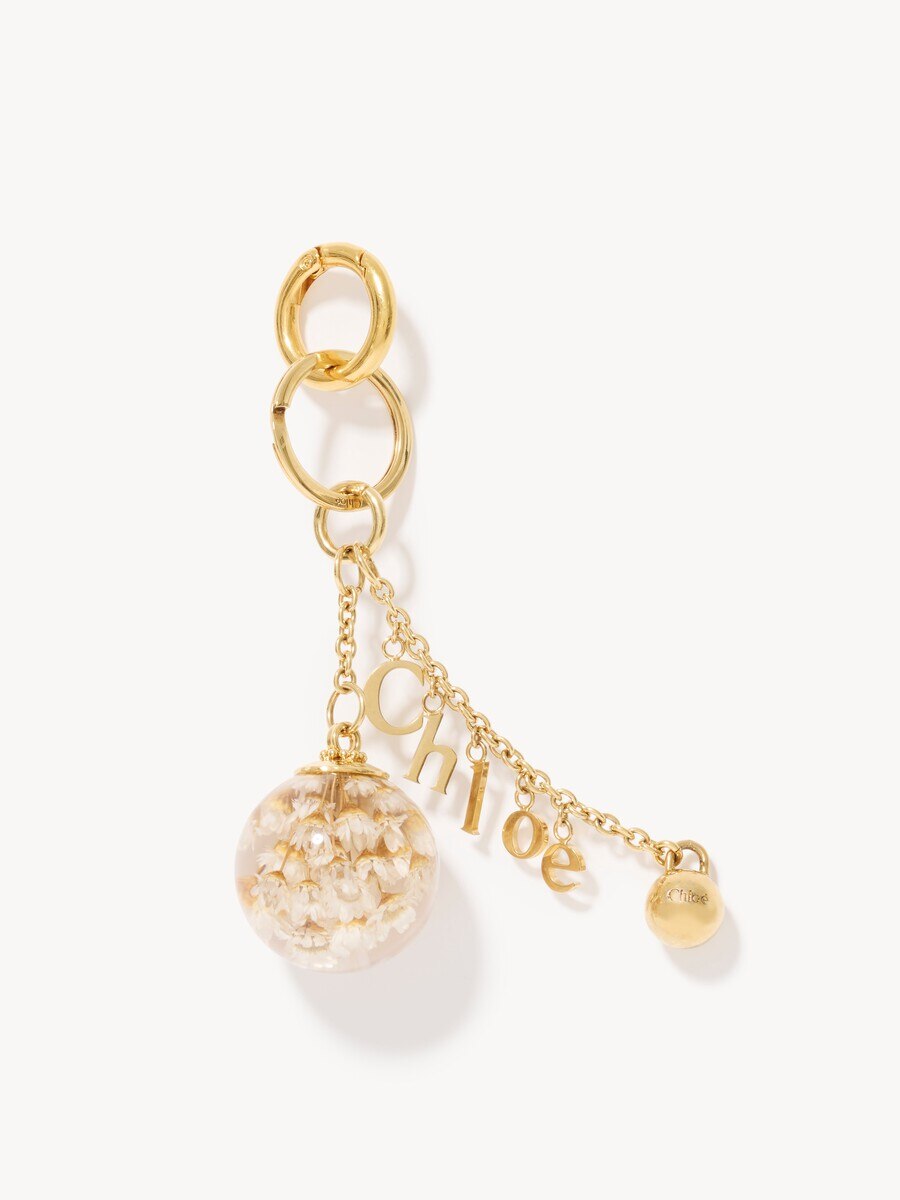 Chlo&eacute; Symbols Resin Flowers & Logo key ring bag charm in brass - 2