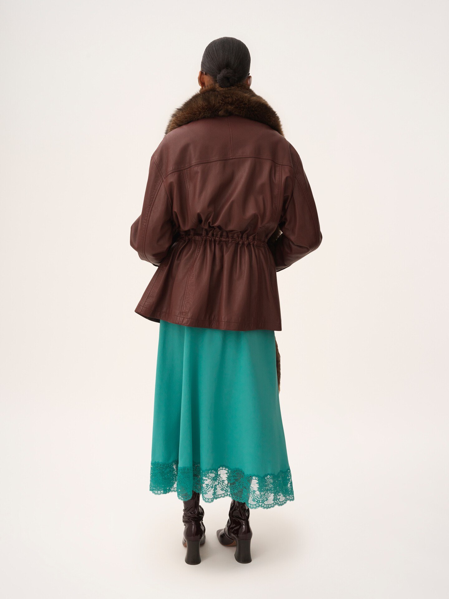 レザー製ハイネック パーカー Dusky Brown - Chloé