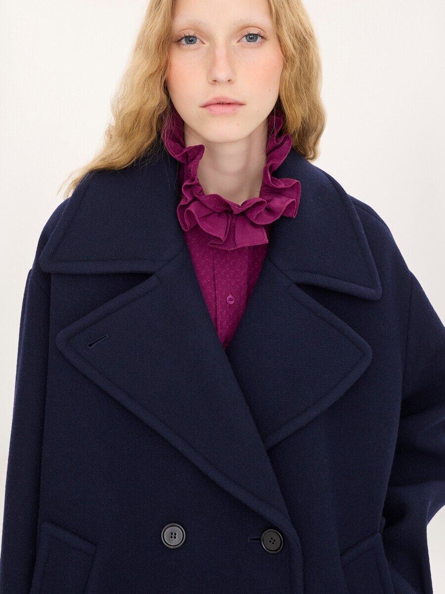Zweireihiger langer Mantel aus Wolle im Oversized-Stil - 5