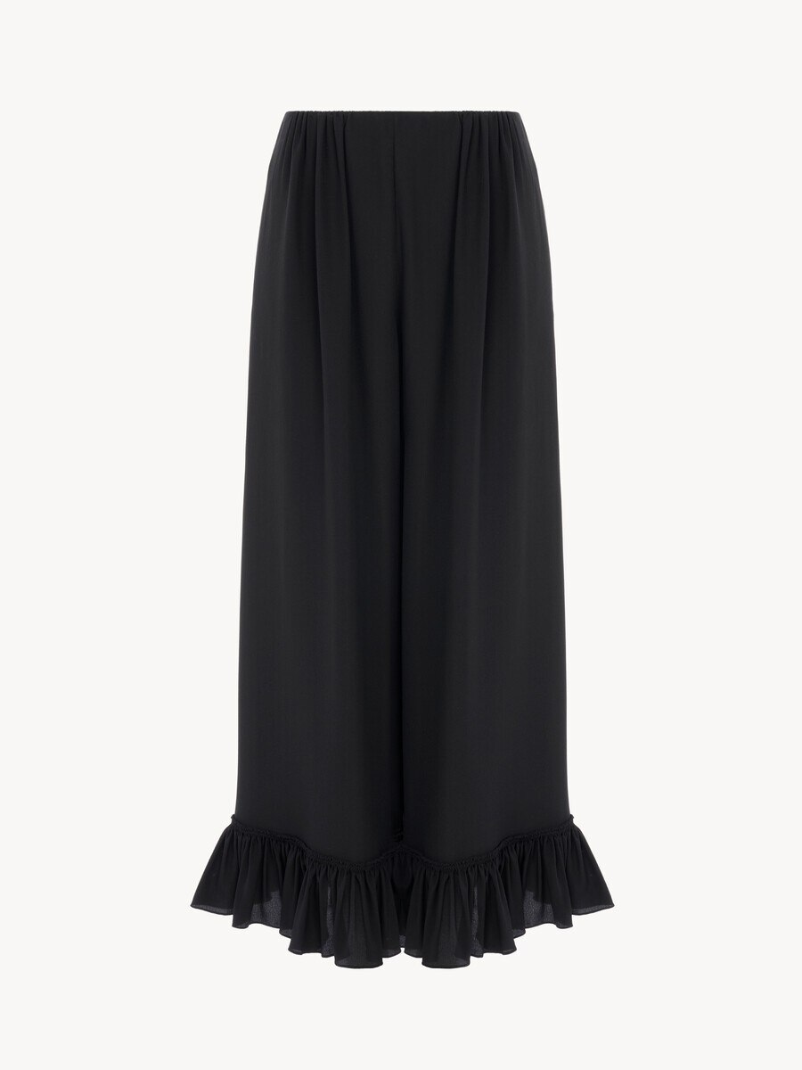 Cropped fluid trousers in cr&ecirc;pe de chine - 2