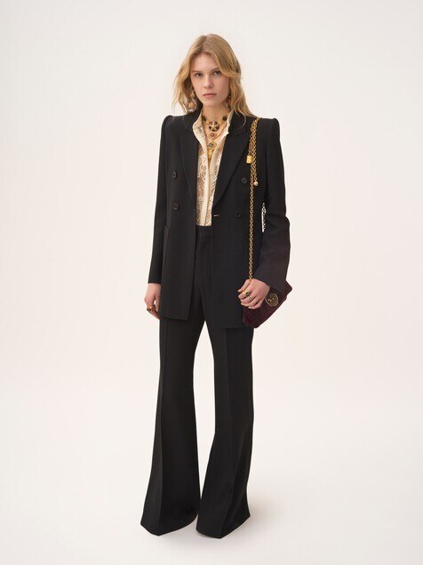 マイクロブークレウール製ダブルブレストカーディガンジャケット 白