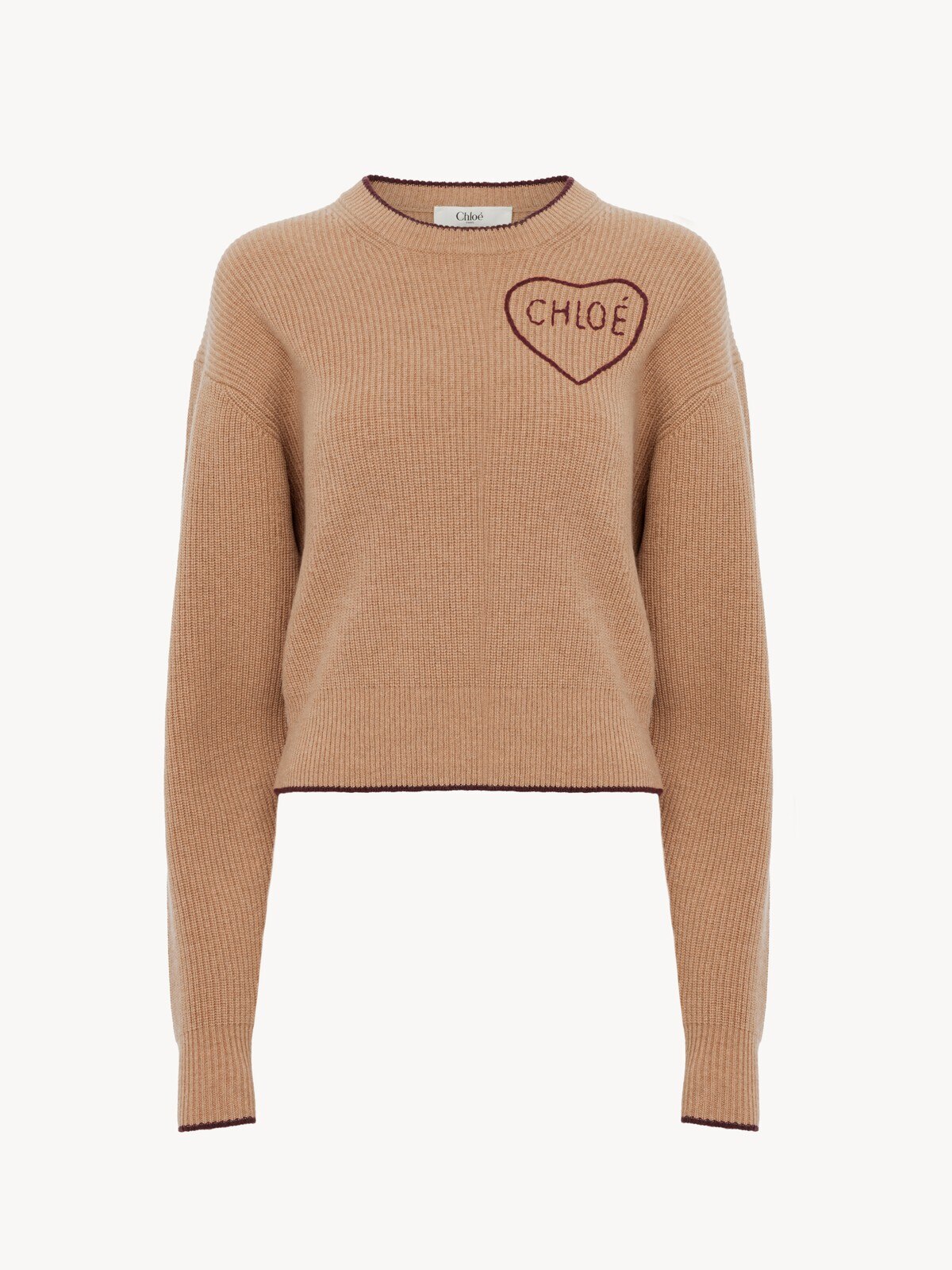 Cropped fitted logo sweater in a wool & cashmere knit