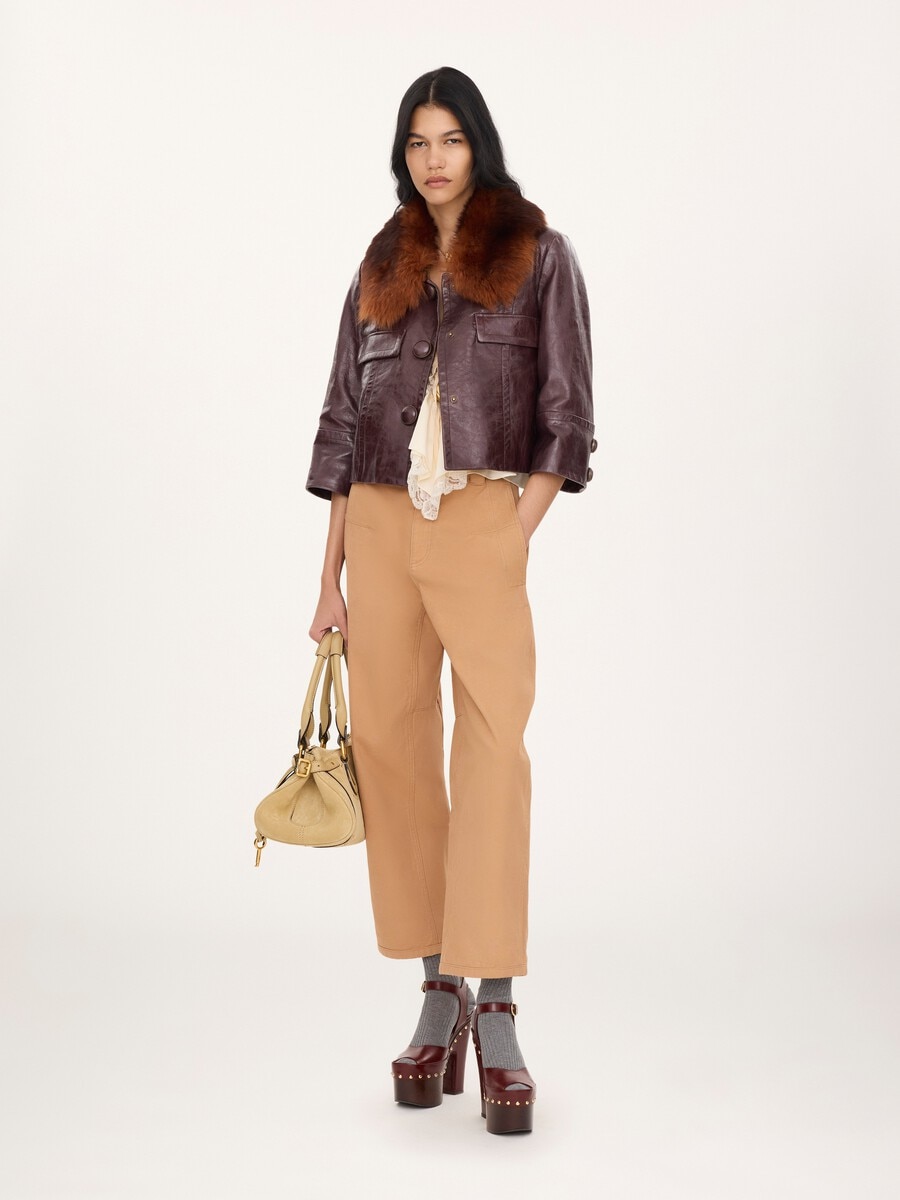 Cropped jacket in leather - 3