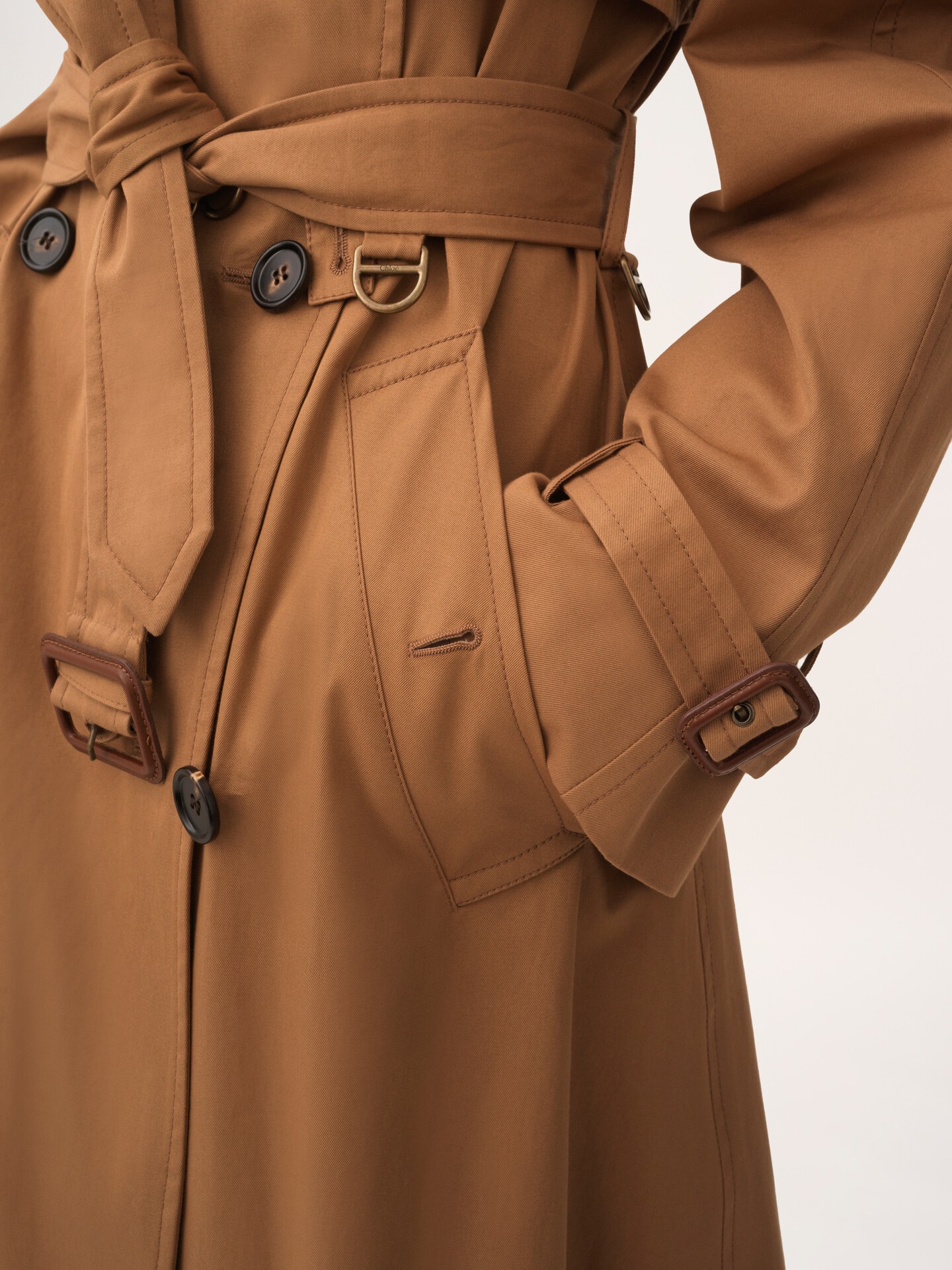 Long trench coat in cotton gabardine - 7