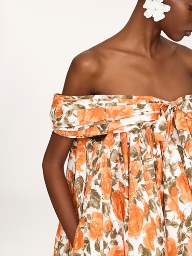 Off-the-shoulder mini dress in cotton poplin - 6