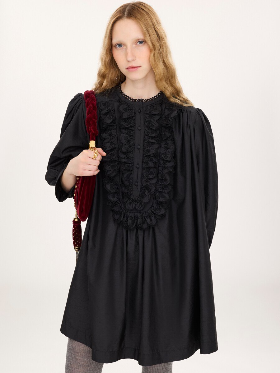 Long-sleeve mini dress in technical taffeta - 4
