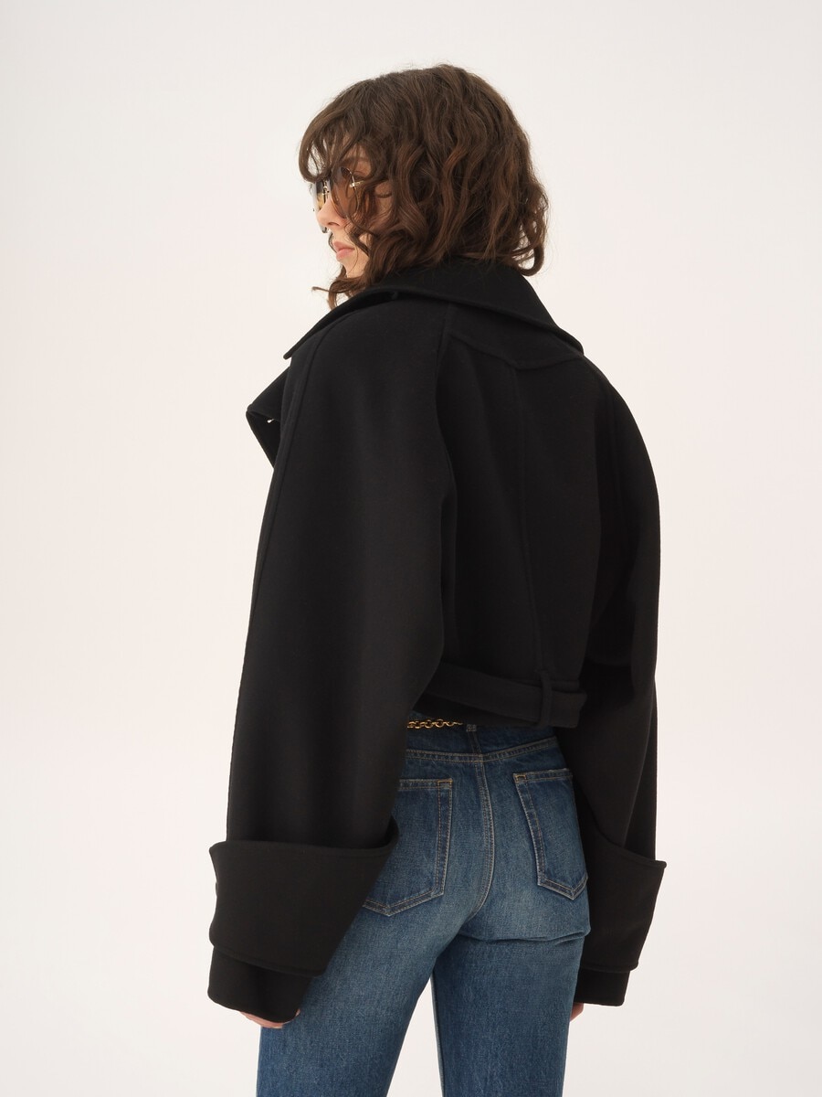 Manteau court en laine double face - 5