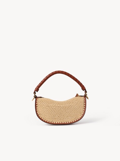 Mini Marcie shoulder bag in raffia-effect