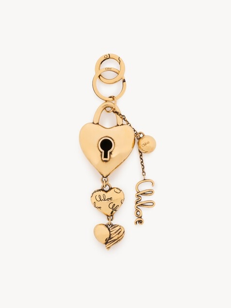 Chlo&eacute; Symbols Multiple Hearts key ring bag charm in copper