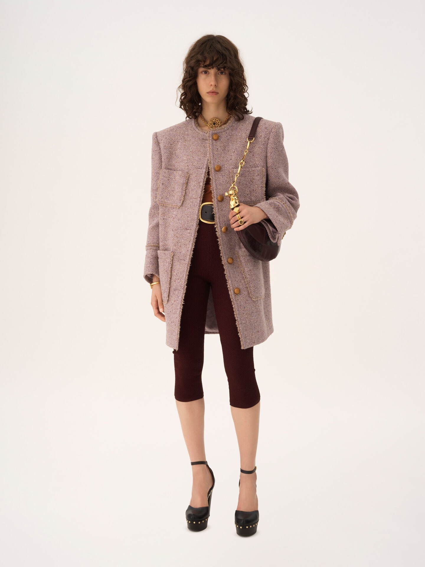 Chain Horse shoulder bag in grained leather & snakeskin - 7.0
