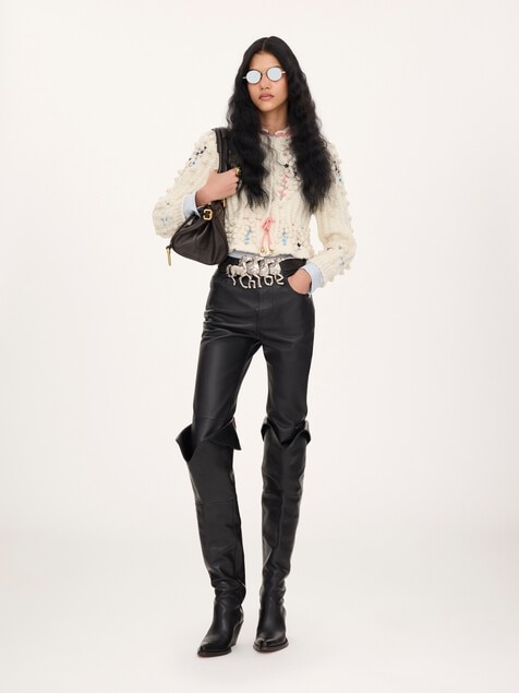 Cropped fitted cardigan in a wool knit