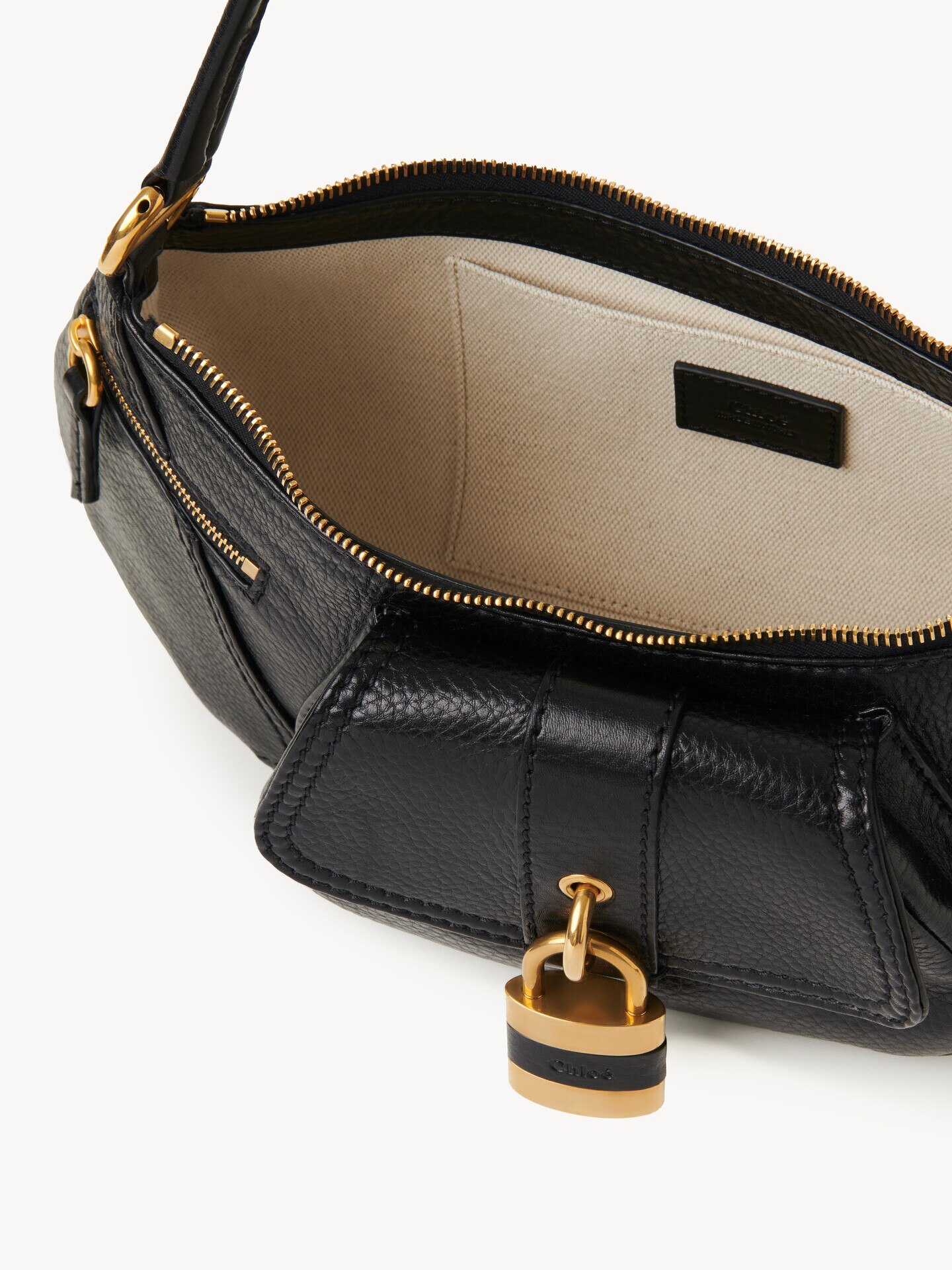 バッグ velour shoulder bag with long stole The 99 shoulder bag in grained leather Black - Chloé