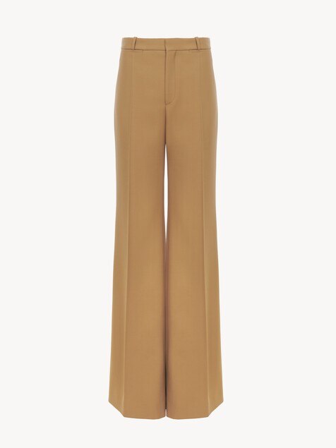 Flared tailored pants in wool grain de poudre