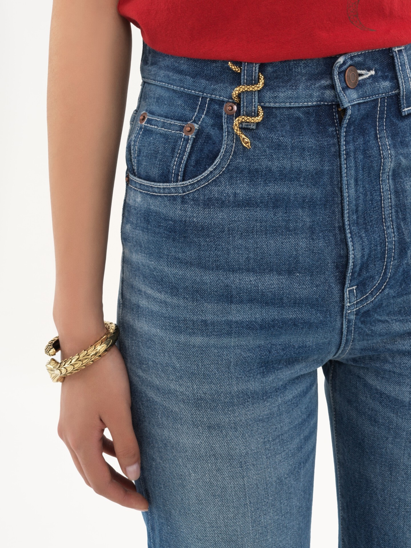 High-rise bootcut jeans in denim - 6
