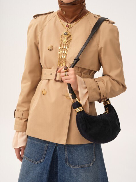 Mini Bracelet Hobo bag in suede leather
