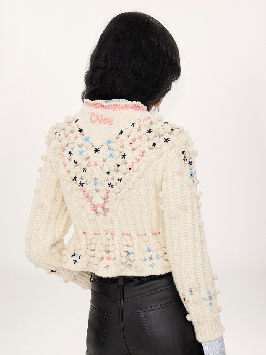 Cropped fitted cardigan in a wool knit - 5