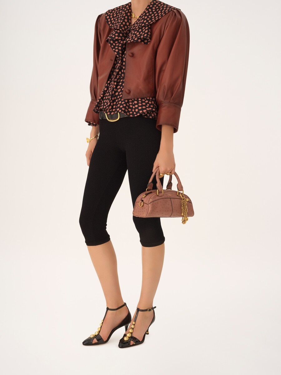 Small Chlo&eacute; bowling bag in ostrich-effect leather - 8