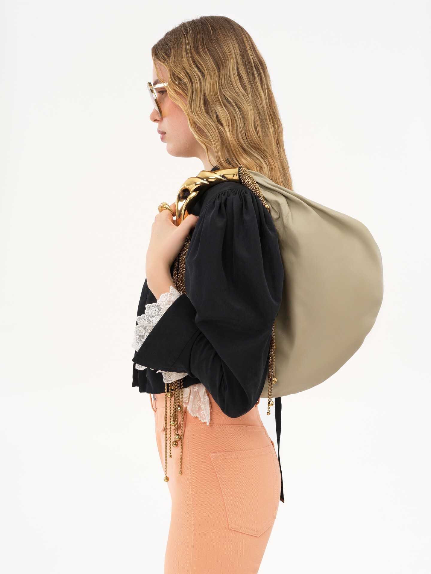 Borsa Hobo Twisted Shell in pelle lucida  - 3
