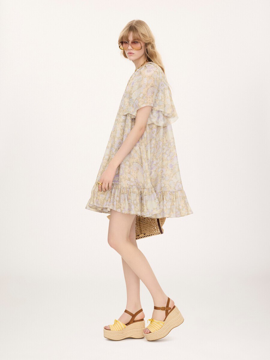 Short pleated dress in silk charmeuse - 6