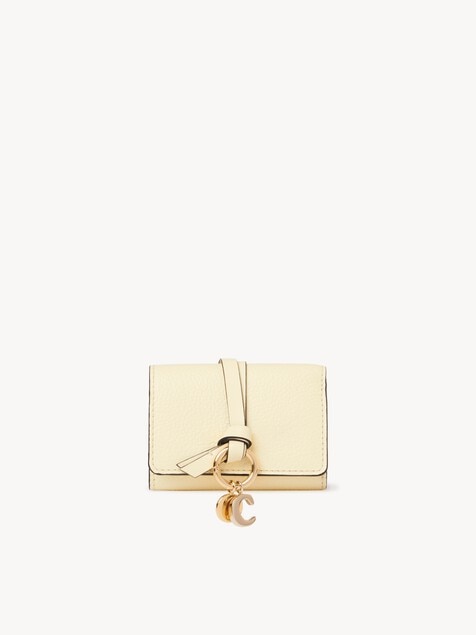 Mini Alphabet tri-fold in grained leather