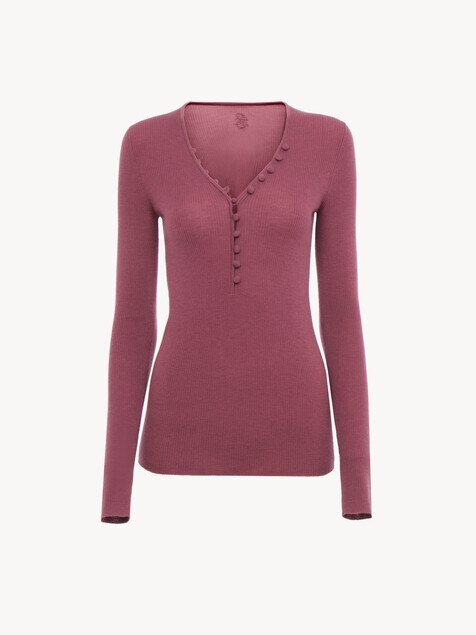 Camisa Henley de punto de lana merina