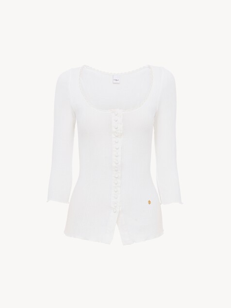 K&ouml;rperbetont geschnittene Strickjacke aus Baumwolle mit Rundhalsausschnitt