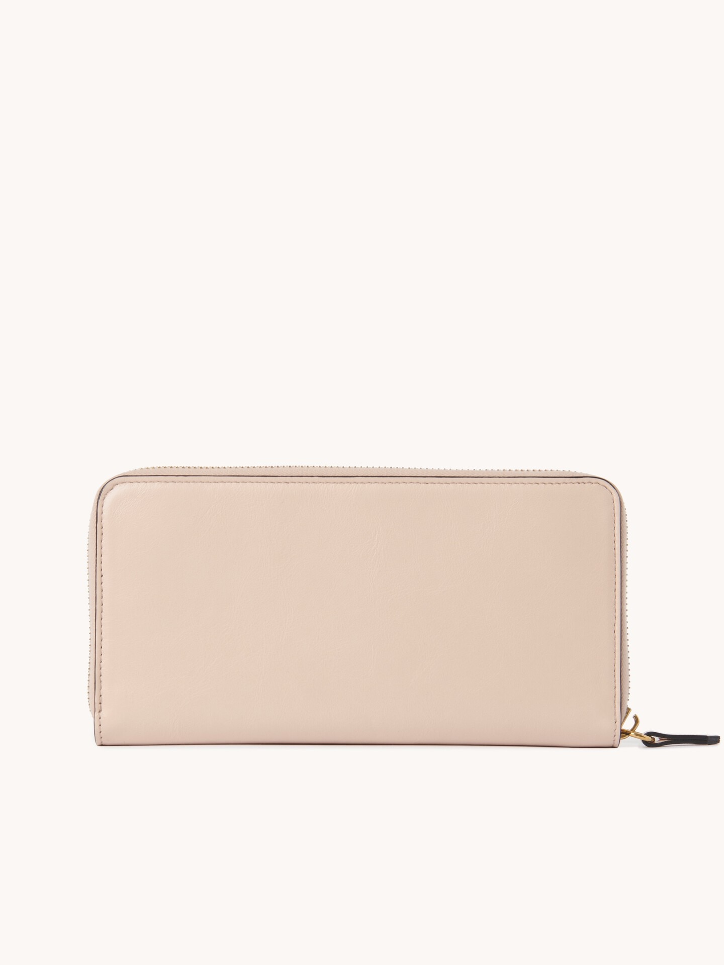 シャイニーレザー製Chloé Iconicジップ付きロング ウォレット ピンク