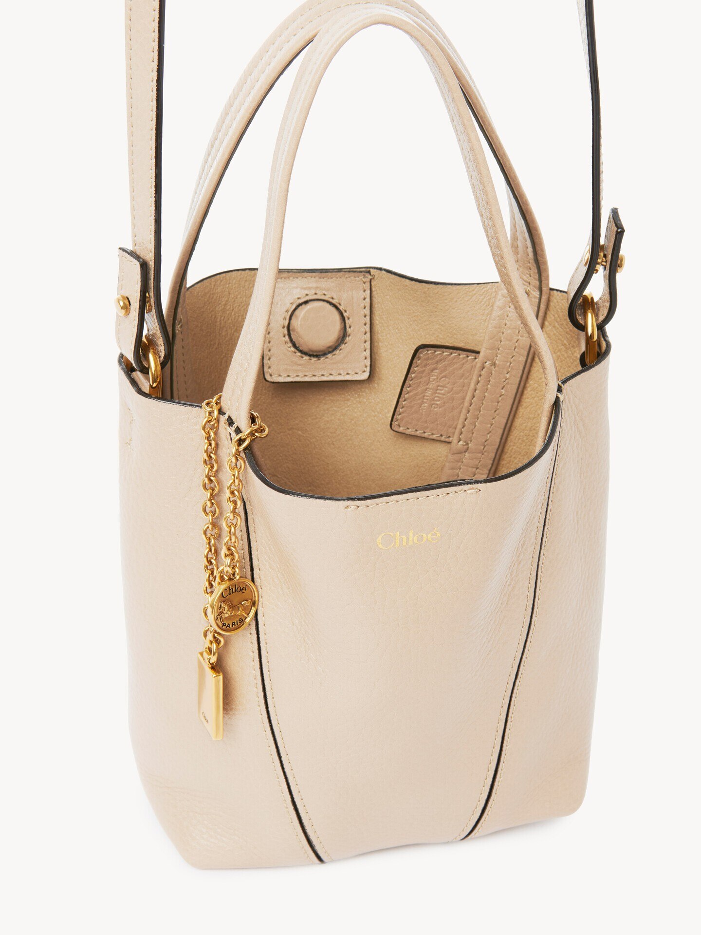 Small Chlo&eacute; Spin tote bag in grained leather - 5