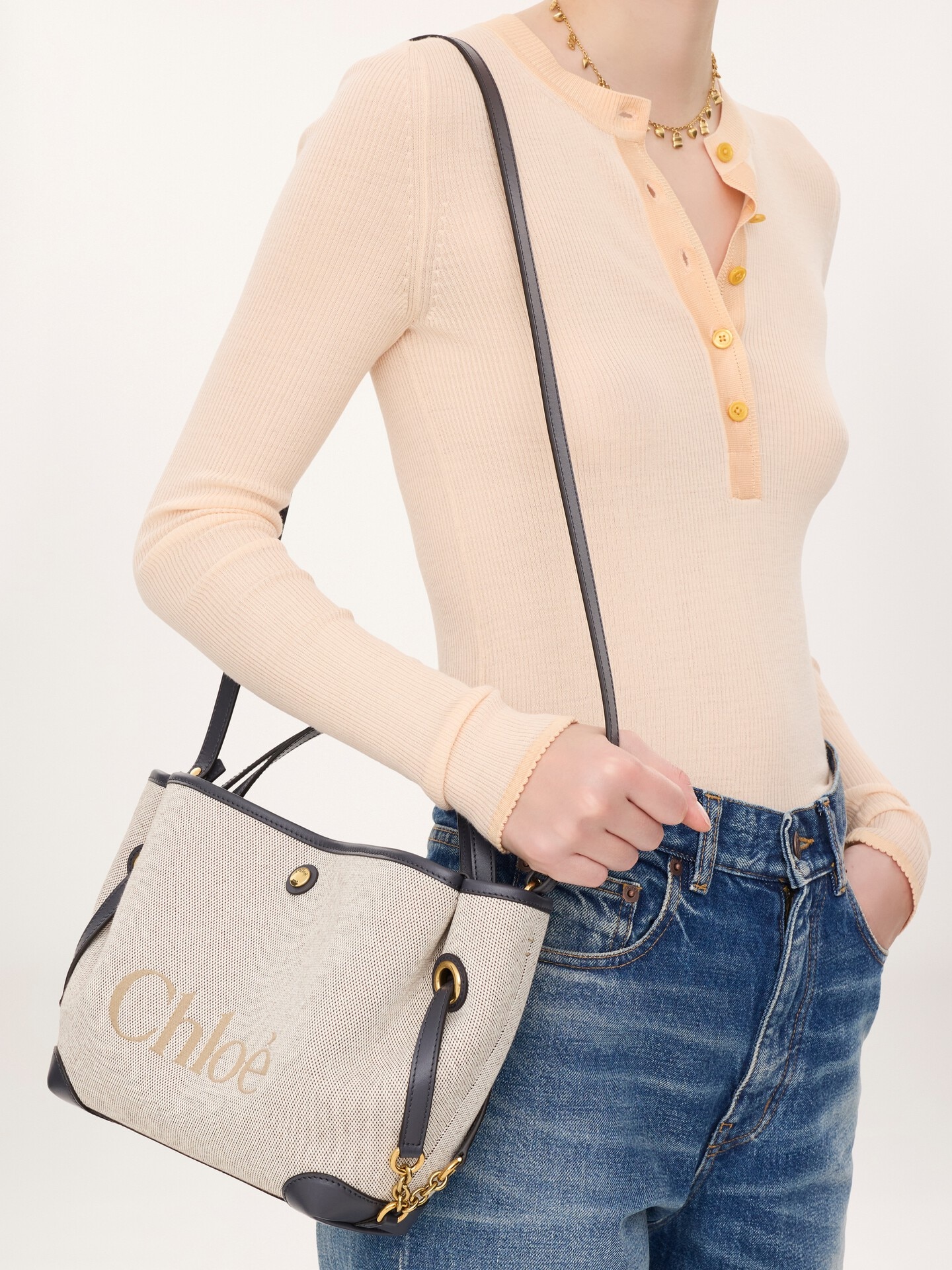 Small Chlo&eacute; Clover double carry bag in canvas - 2.0
