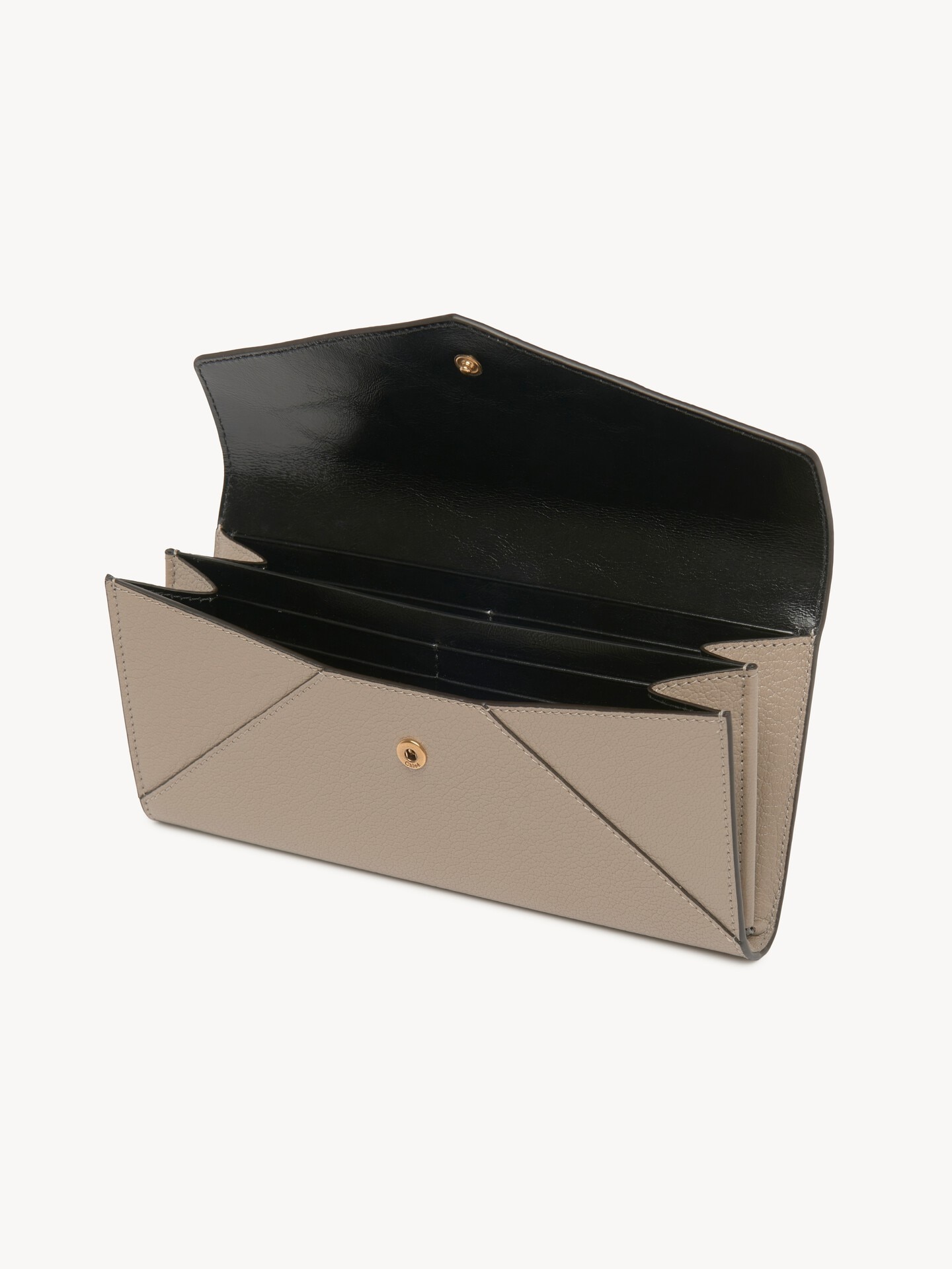 Envelope long wallet with flap in grained leather - 4.0