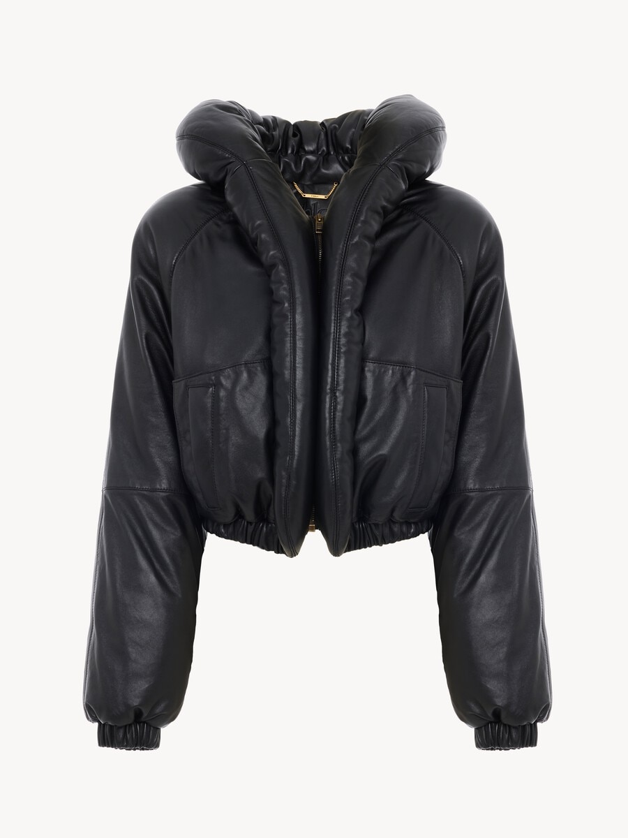 Short puffer jacket in leather - 2