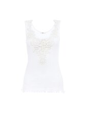 Fitted tank top in cotton jersey & guipure White - Chloé