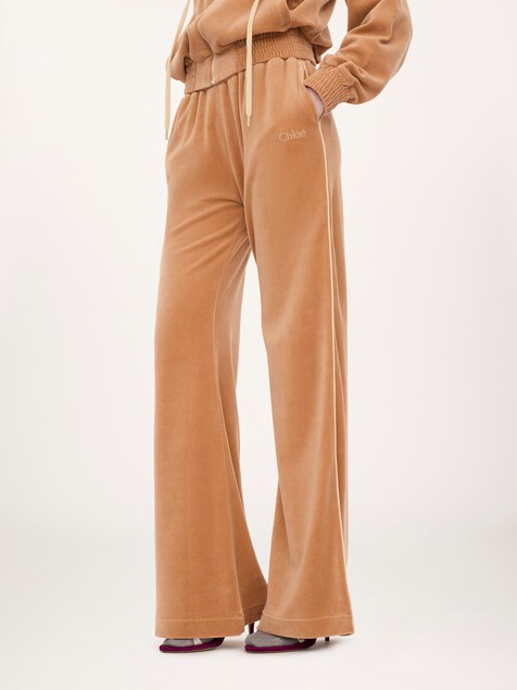 Wide-leg tracksuit pants in velvet
