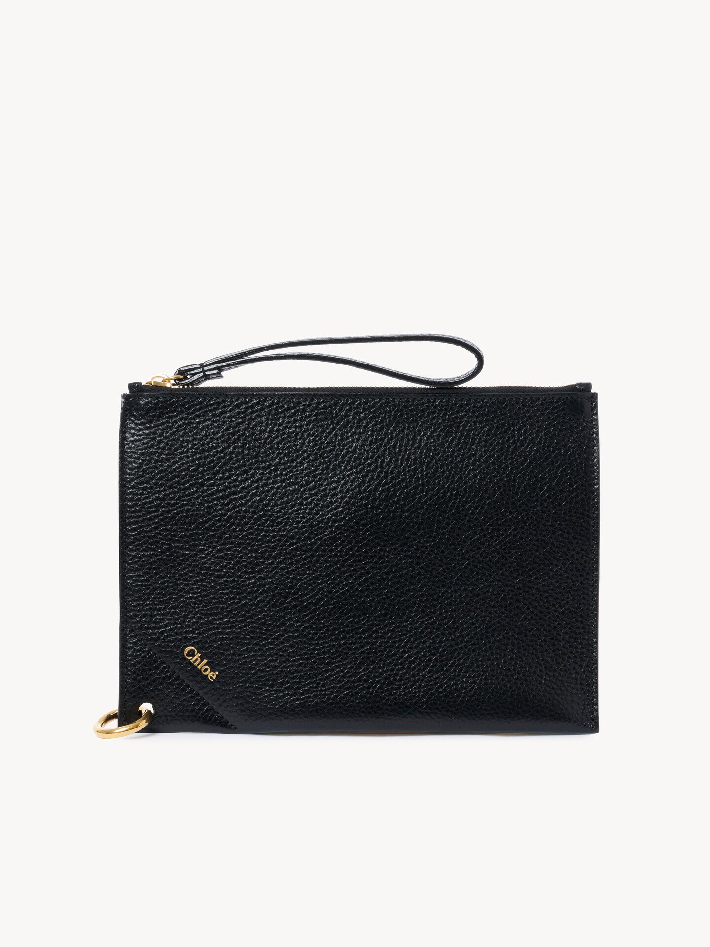 Chlo&eacute; Spin zipped pouch in grained leather - 1.0