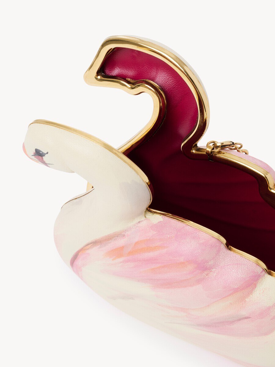 Chlo&eacute; Tropicus swan minaudi&egrave;re in hand-painted leather - 6