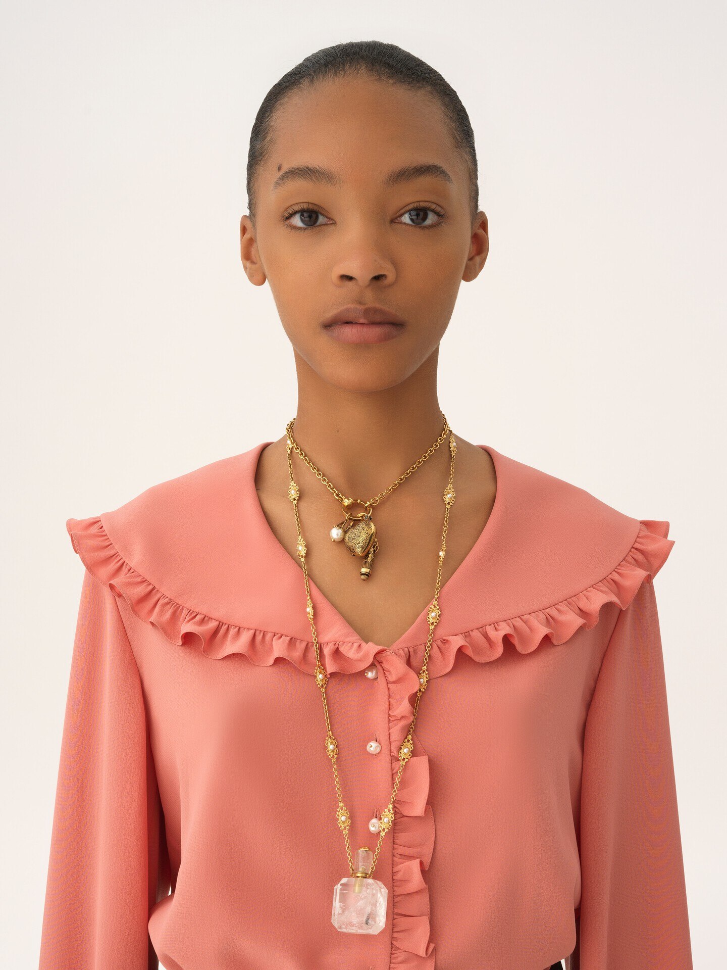 Fluid ruffled blouse in cr&ecirc;pe de chine - 7