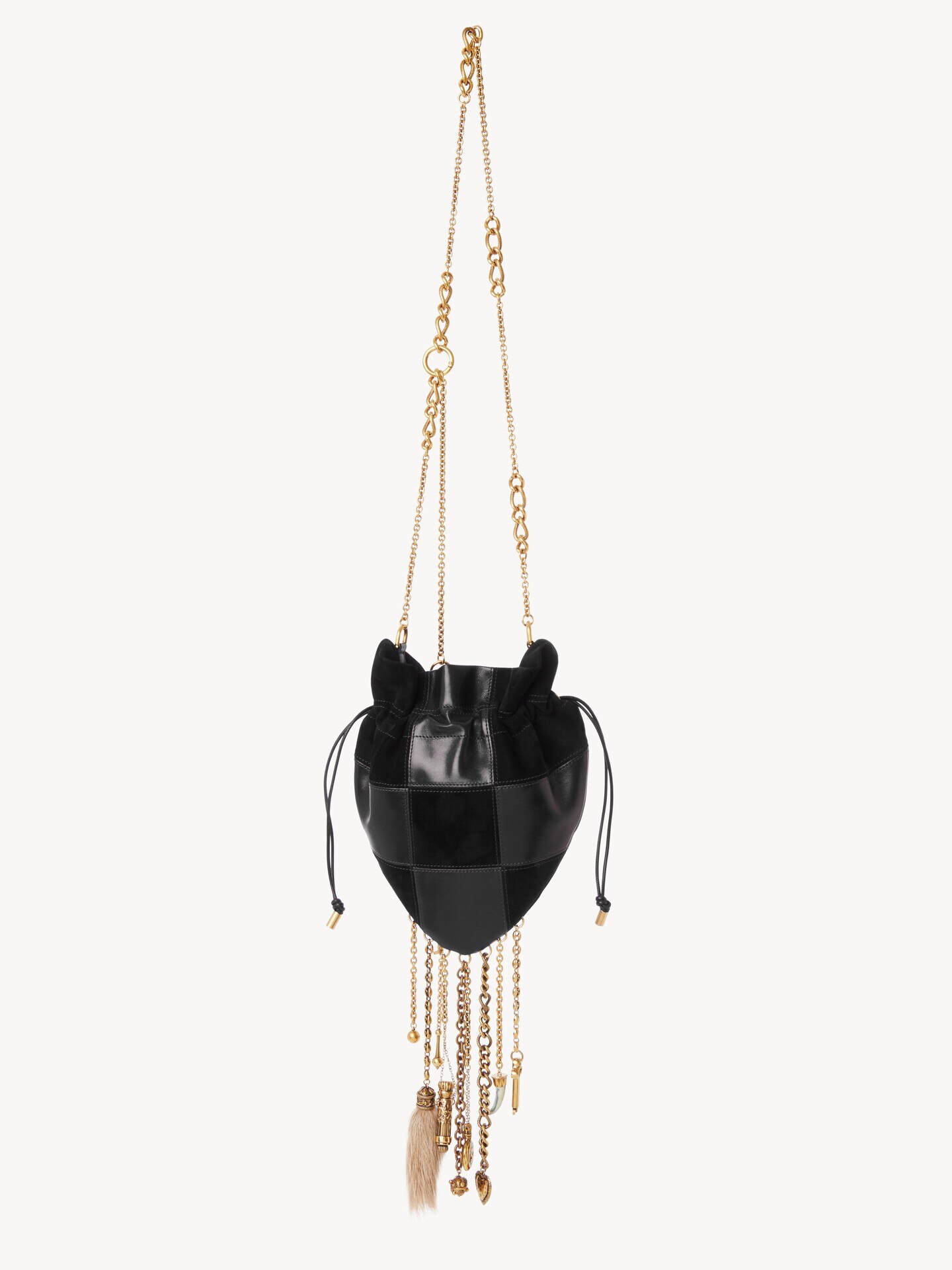 Ch&acirc;teau Treasures crossbody bag in grained & suede leather - 4.0
