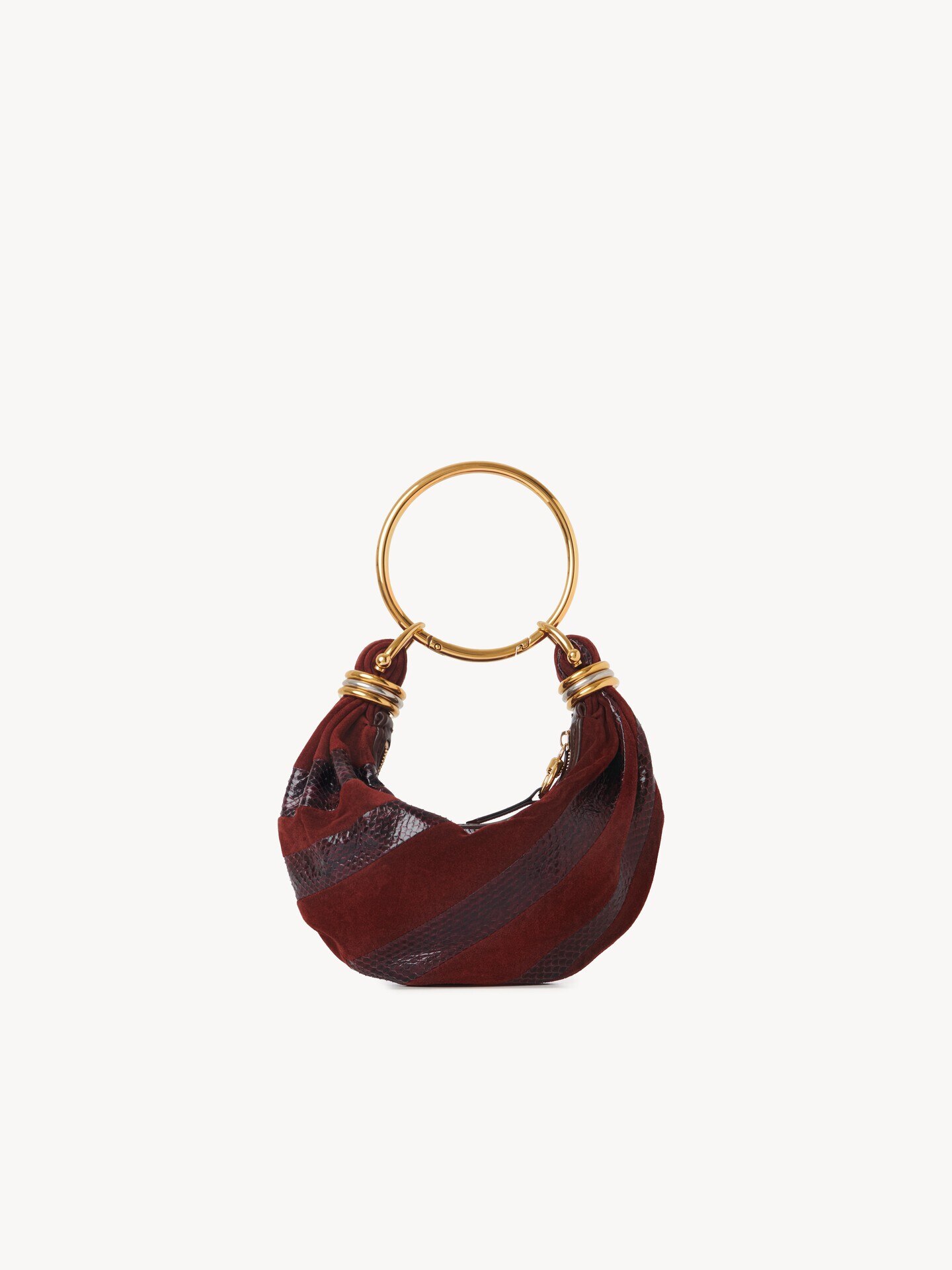 Mini Bracelet Hobo bag in suede leather & snakeskin - 1